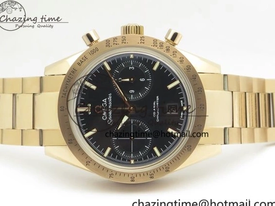 0817 Speedmaster ’57 Co-Axial RG OMF 1:1 Best Edition Black Dial On RG Bracelet A9300 (Free Leather Strap) MoistureWicking 8070